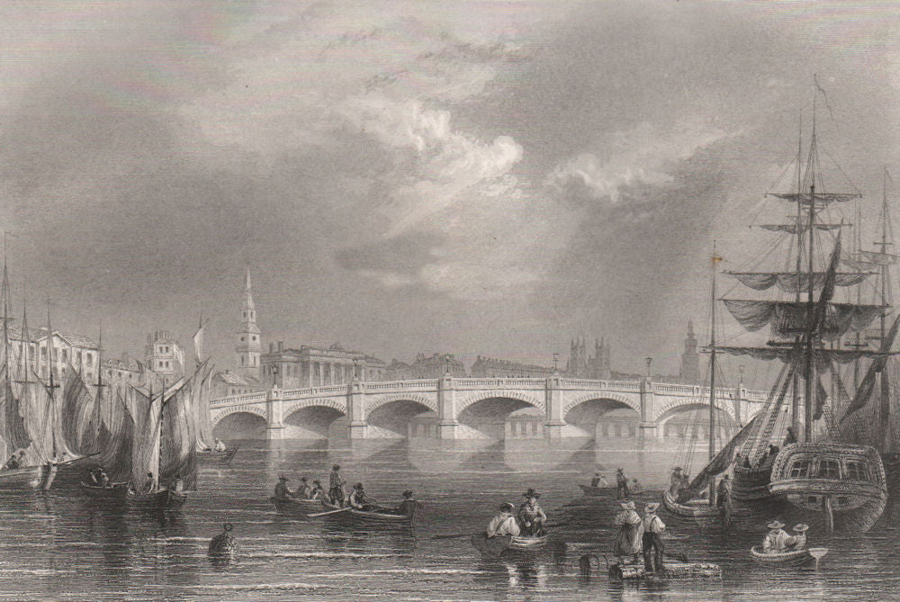 New (Glasgow/Jamaica) Bridge and Broomielaw, Glasgow. Scotland. BARTLETT c1840